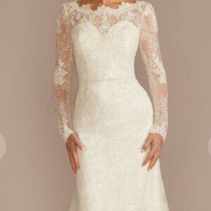 Beaded Lace Long Sleeve Sheath Wedding Dress
